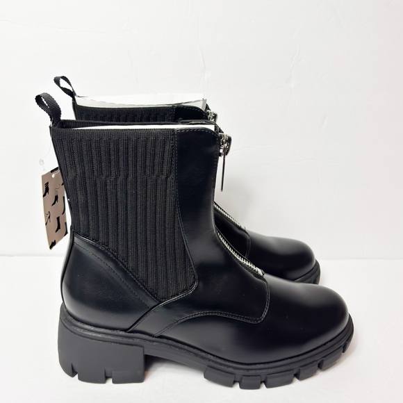 MYSOFT BLACK ANKLE BOOTS WOMEN ZIP SYNTHETIC LEATHER BOOTS SIZE 9 NEW WITH BOX - Picture 5 of 9